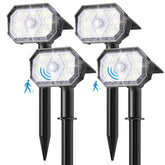 Brightown 4-pack solar motion lights outdoors, front view showing compact, weatherproof design