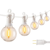 Brightown 69ft LED outdoor string lights with G40 bulbs illuminate patios with warm ambience.