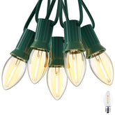 Brightown C7 clear LED bulbs glow warmly for outdoor decor.
