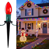 Brightown Christmas pathway lights illuminate outdoor walkways with multicolor bulbs for festive curb appeal