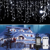 Brightown icicle lights outdoor 40ft illuminate eaves for festive curb appeal.