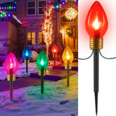 Brightown jumbo C9 pathway lights illuminate walkways with vibrant bulbs