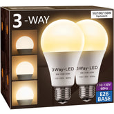 Briignite 3-way LED bulb packaging shows energy-efficient replacement option