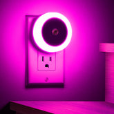 Briignite Purple Night Light front view shows a compact plug-in design for easy outlet use.