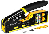 Brileine RJ45 pass-through crimp tool in compact design for easy one-handed use.