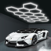 BRILLIHOOD Hexagon light grid for even garage illumination and easy customization