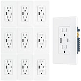 BRILLTECH 4.8A USB outlet front view with Type-C and Type-A ports for convenient charging