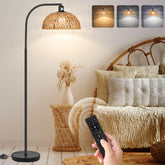 Brilvibera rattan floor lamp with remote control for easy mood lighting
