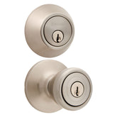 BRINKS Bell Style keyed entry knob in satin nickel for exterior doors