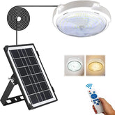 Brioeua 54 LED solar ceiling light installation for outdoor shed.