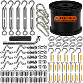 BRISBONN 164ft hanging kit box contents showing components for quick setup