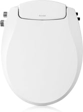 Brondell bidet seat round white, close-up of dual nozzles for rear and front wash