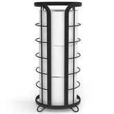 Brookstone black toilet paper holder front view showing space-saving profile