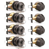 Brotima 4-pack keyed-alike front door knob and deadbolt for convenient, unified access