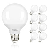 Brtstiun G25 LED vanity bulb with globe shape for energy-efficient bathroom lighting.