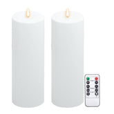 BRYZONT large outdoor tall white flameless candle with timer for patios