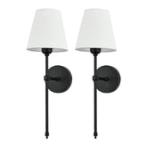 Bsmathom wall sconce with fabric shade set 2 provides a warm, inviting glow.