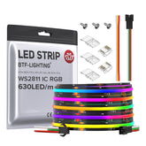 BTF-LIGHTING FCOB LED strip showing dense brightness for even indoor illumination.