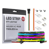 BTF-LIGHTING FCOB WS2811 RGB strip with 720 LEDs per meter for vivid color