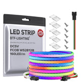 BTF-LIGHTING FCOB XGB1338 LED-strip close-up showing uniform brightness for cabinets