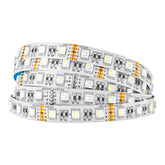 BTF-LIGHTING RGBW 5050 LED strip shows vivid multicolor lighting for living rooms.