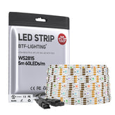 BTF-LIGHTING WS2815 strip close-up of 16.4 ft with vibrant, uninterrupted color