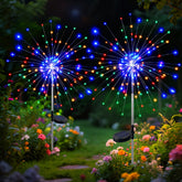 btfarm 2-pack solar garden lights deliver a vibrant firework display for outdoor decor.