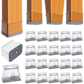 BUMACO rectangle L-fit chair leg protectors, closeup, showing durable bond for smooth movement.