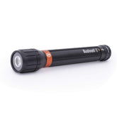 Bushnell 2000 Lumen Rechargeable Flashlight front view showing bright, broad illumination