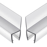 Butecare frameless shower door side seal closeup showing durable clear vinyl material