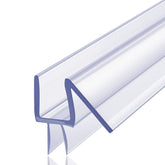 Butecare premium frameless shower door bottom seal close-up shows clear, durable vinyl seal for leaks.