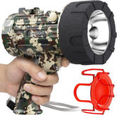 BUYSIGHT rechargeable spotlight front view shows powerful 1,000,000 lumens for wide-area scanning.