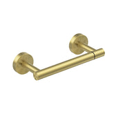 BWE brushed gold toilet paper holder, wall-mounted, double post pivot for easy paper changes.