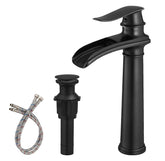 BWE Vessel Sink Faucet Waterfall in matte black with smooth flow