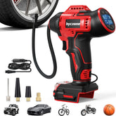 Byczone Tire Inflator with LCD display shows precise PSI for safe inflation.