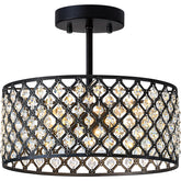 BZVESR black crystal ceiling light 12in enhances entryway with elegant sparkle.