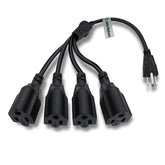 Cable Nahao 3-prong to 4-outlet splitter shows compact power distribution for organized devices.