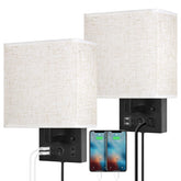 CADUKE bedside wall lamp set with USB ports and outlet for bedside charging