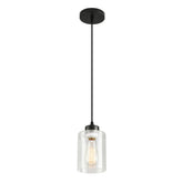 CAFULAM modern black farmhouse pendant light with glass shade for kitchen ambience