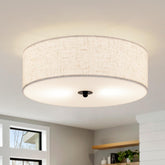 CALOKES flush mount ceiling light with beige shade provides soft, inviting lighting