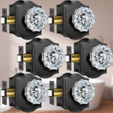 Calzibeno black crystal door knob set, front view, adds timeless elegance to interiors.