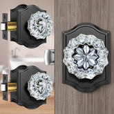 Calzibeno crystal door knob with privacy lock close up for bedroom or bath