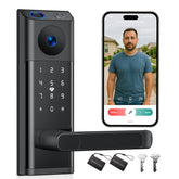 Camcamp WiFi Video Smart Lock mounted on a front door for seamless keyless entry and monitoring.