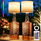 CAMCLIM wine bottle lamp shade glowing softly on a dining table for ambience