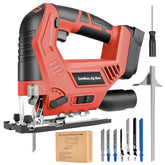 CAMXTOOL jigsaw demonstrates Milwaukee 18V compatibility for portable cutting.