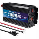 Cantonape 2000W sump-pump backup system status display shows power status during outages.