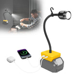 Canvage LED work light with zoom lens for precise spot and flood illumination.