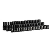 Capri Tools 3/8 drive shallow socket for quick access in tight spaces.