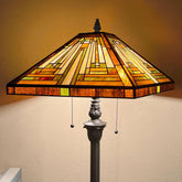 Capulina Tiffany Lamp shade detail shows vibrant stained-glass colors when lit