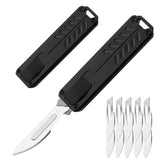 Caressolove auto retractable knife with push button for controlled blade deployment.
